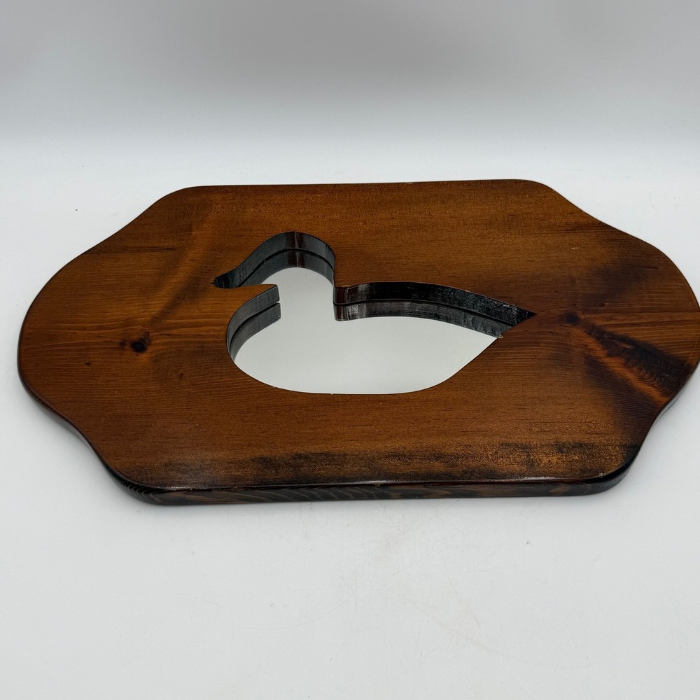 Vintage Rustic Wood Duck Silhouette Wall Mirror Cabin Lodge Decor 18 Inch
